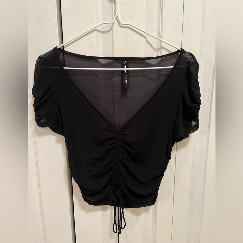 Urban Outfitters Sheer Ruched Crop Top
